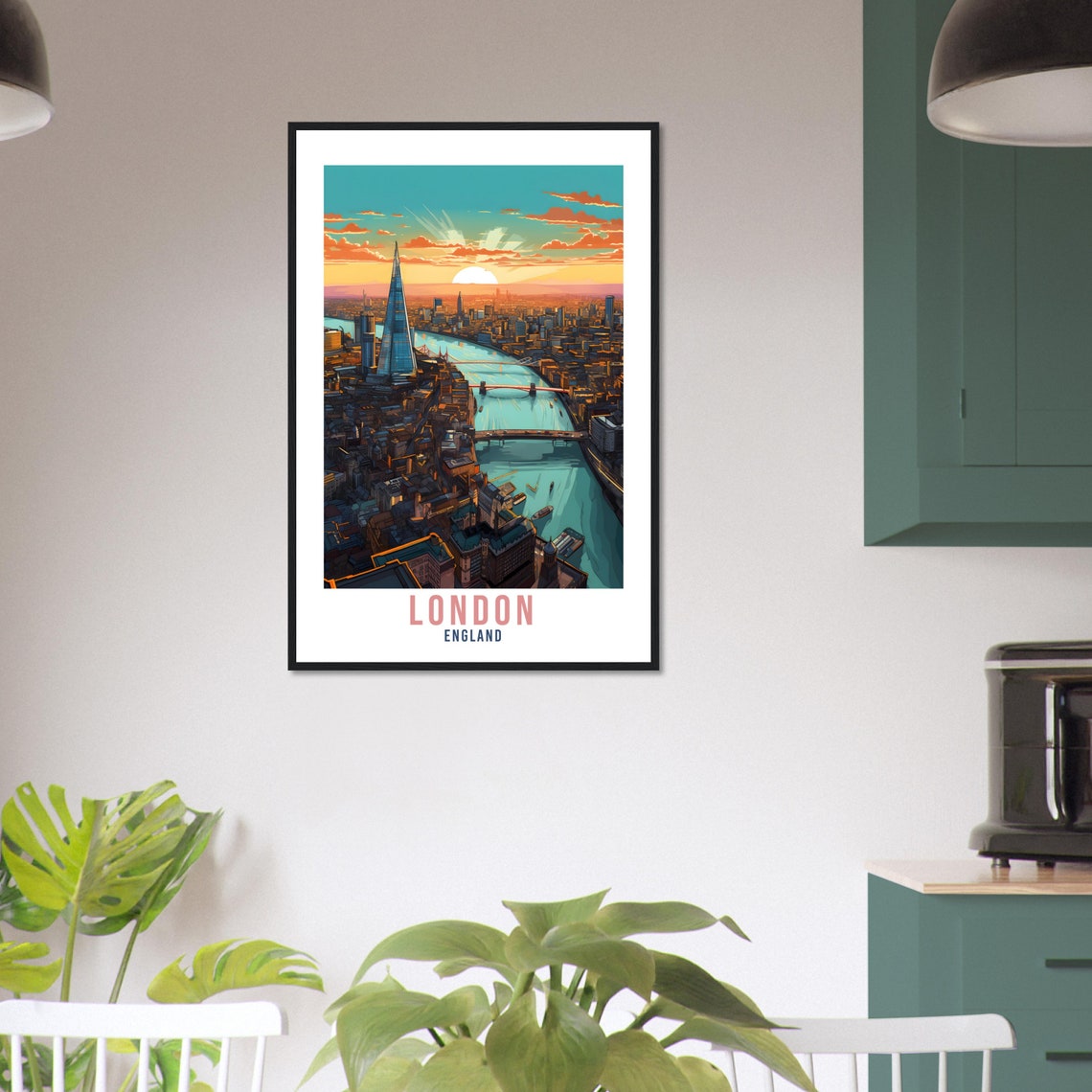 London England Thames Sunset Poster City Skyline Shard River View - Image 3