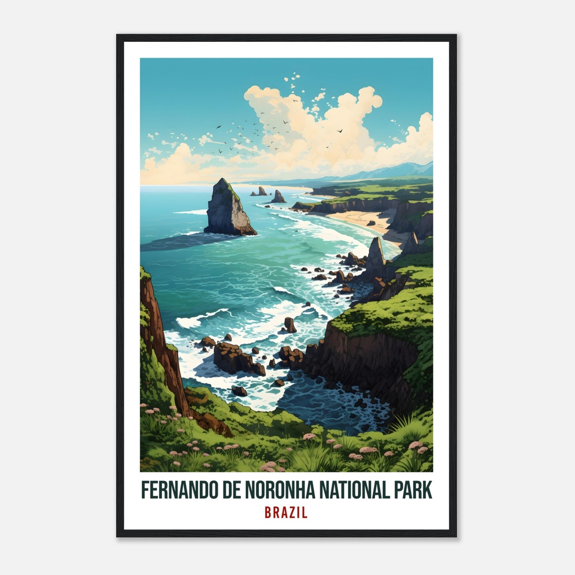 Fernando De Noronha Brazil Coastal Cliffs Sea Stacks Travel Poster - Image 4
