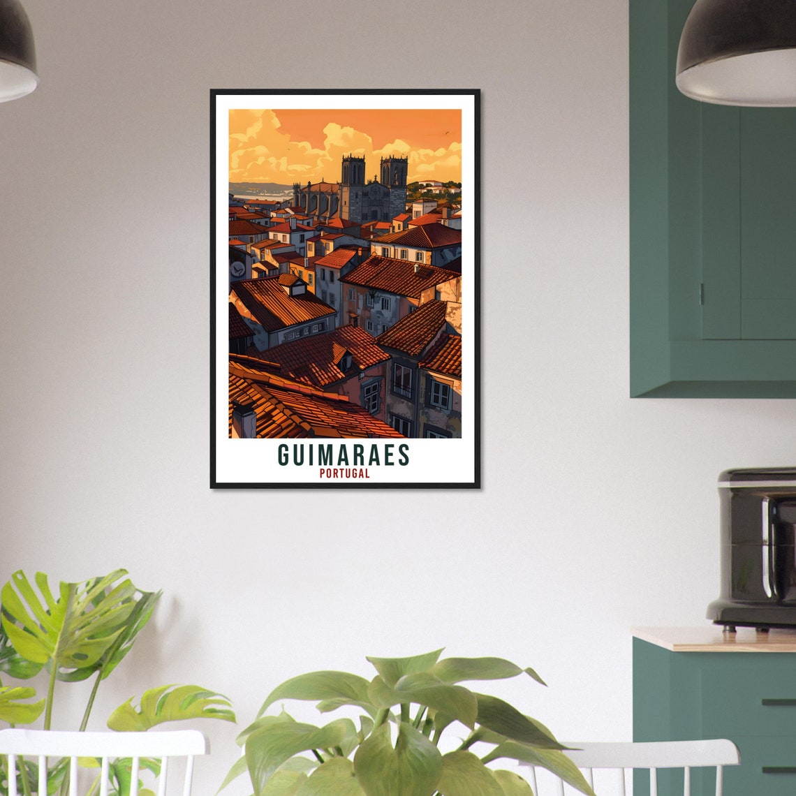Guimaraes Portugal Sunset Rooftops Cathedral View Travel Poster - Image 3