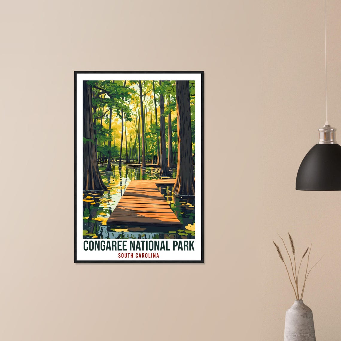 Congaree National Park South Carolina Usa Travel Print Wall Art Wall Hanging Home Dcor Congaree Gift Travel Art Usa Artwork Travel Poster - Image 2