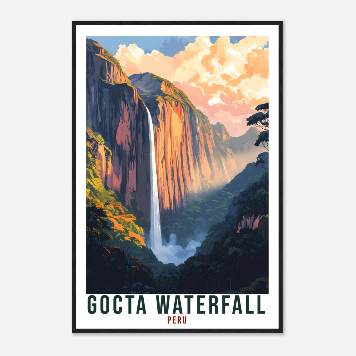 Gocta Waterfall Peru Towering Canyon Falls Vintage Travel Poster - Image 4