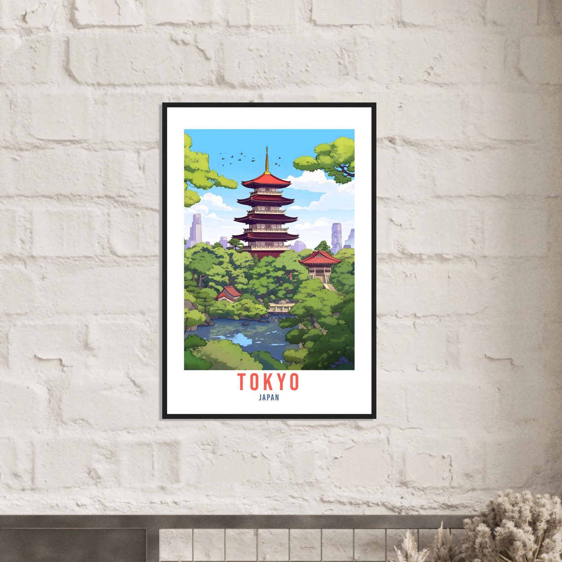 Tokyo Temple Travel Poster Tokyo Wall Hanging Japan Artwork Travel Print Wall Art Tokyo Japan Asia Home Decor Tokyo Gift Travel Art Japan - Image 3