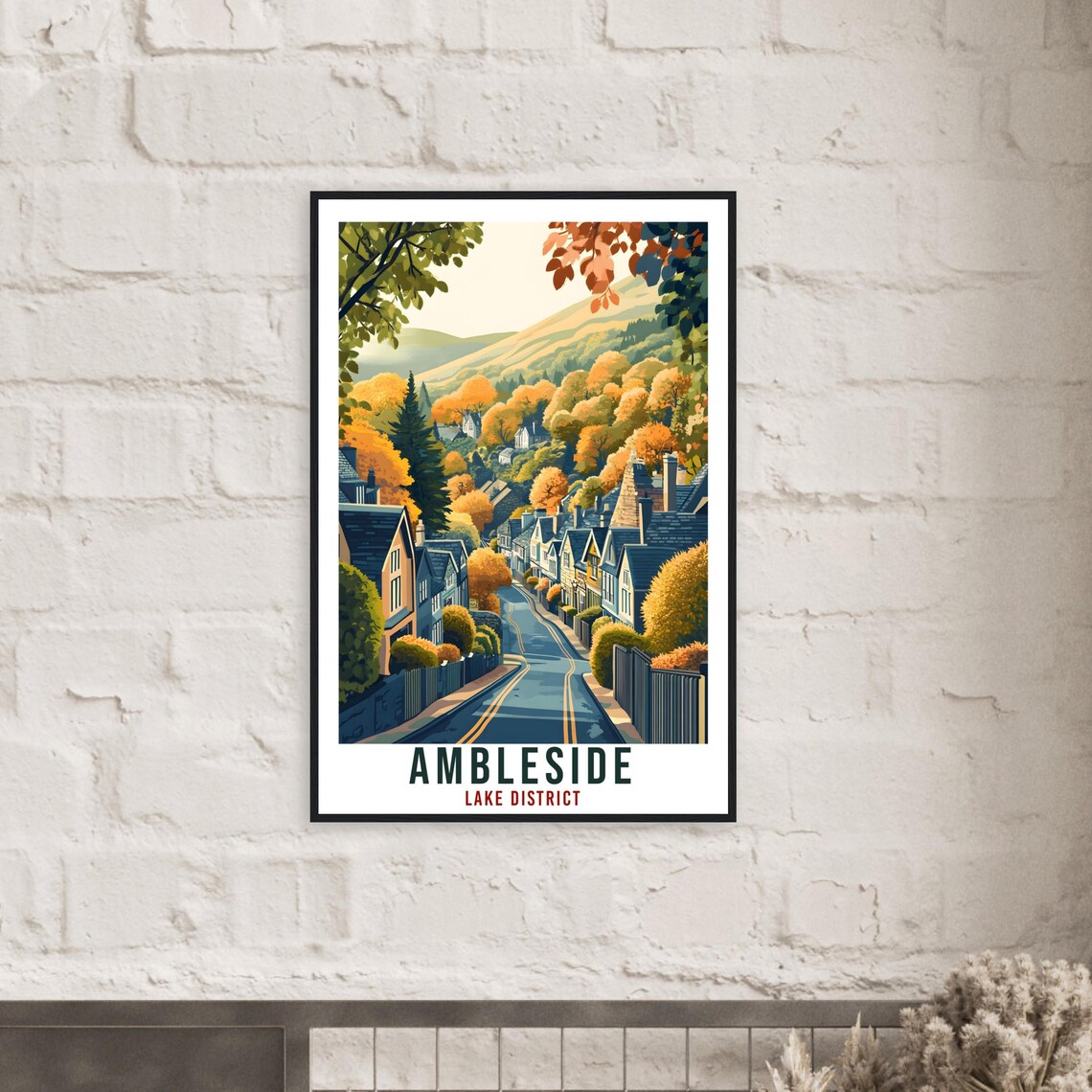 Ambleside Lake District Autumn Village Street Vintage Travel Poster - Image 2