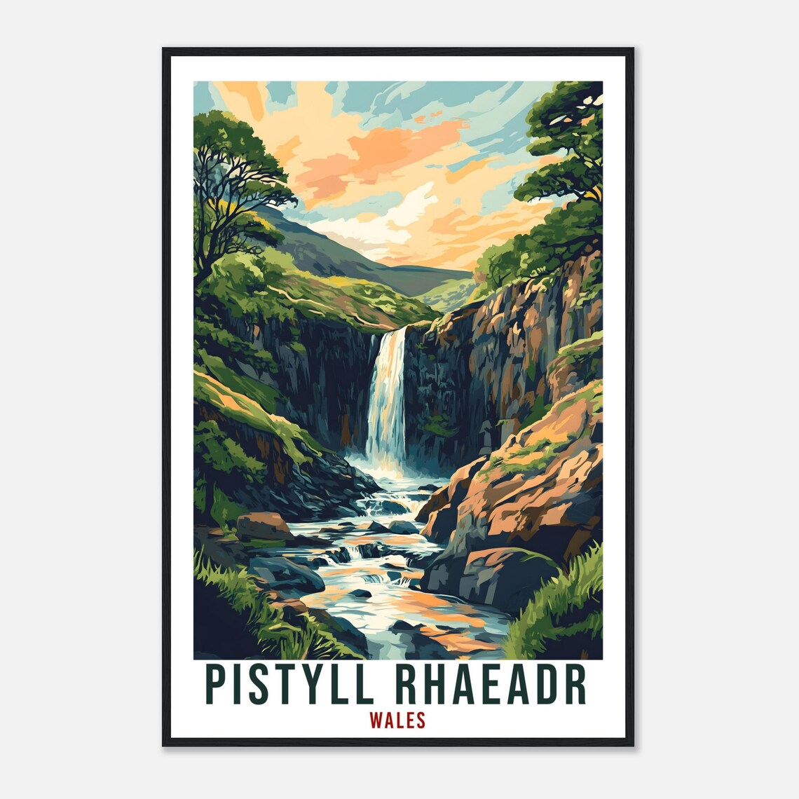 Pistyll Rhaeadr Travel Poster, Wales Home Decor - Image 4