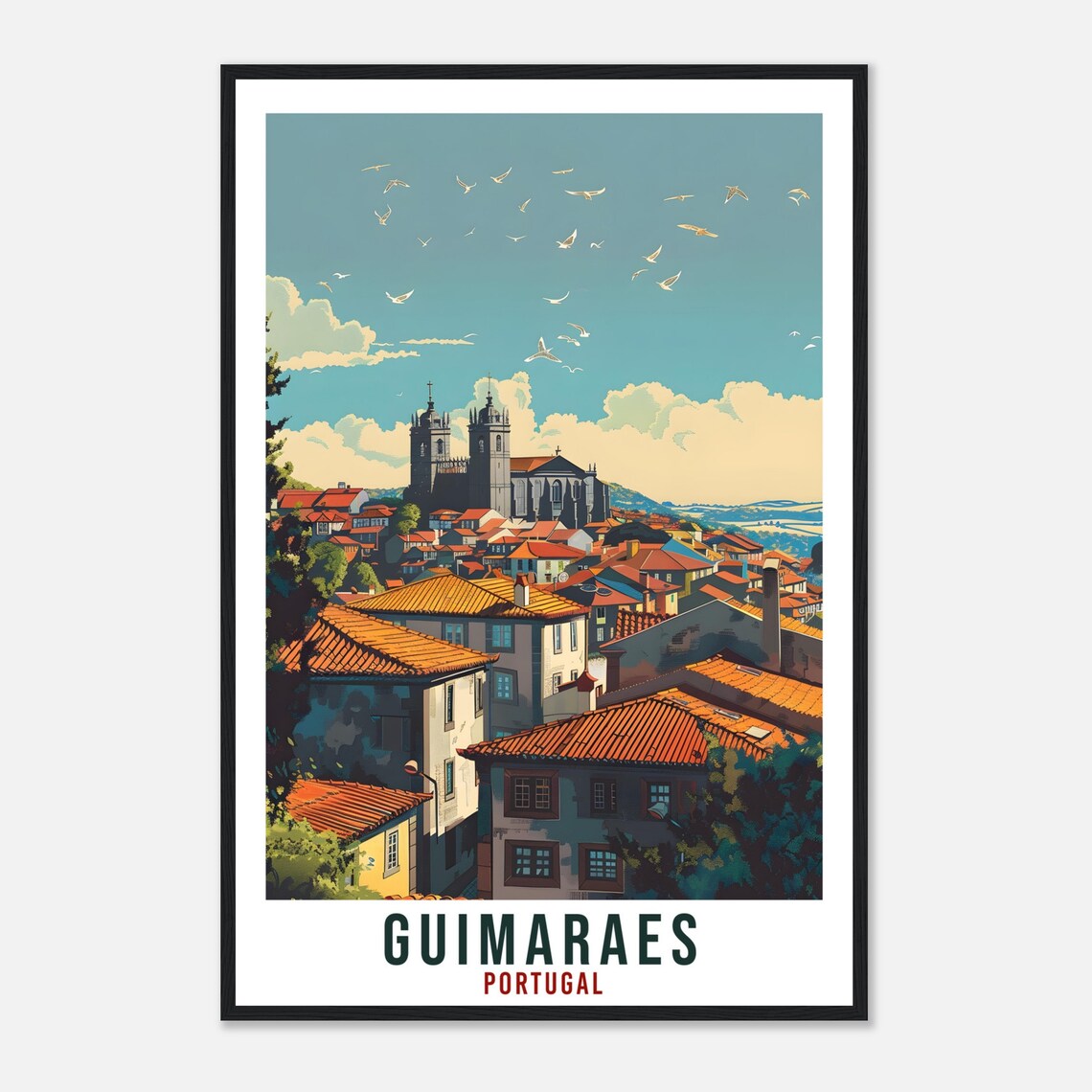 Guimaraes Portugal Travel Poster, Landmark Artwork - Image 4