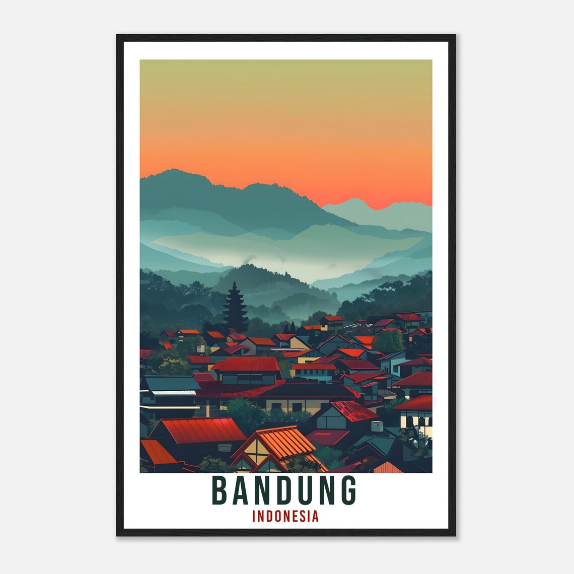 Bandung Bali Travel Print Bali Wall Art Wall Hanging Home Dcor Bandung Gift Landmark Artwork Travel Art Indonesia Bandung Travel Poster - Image 4