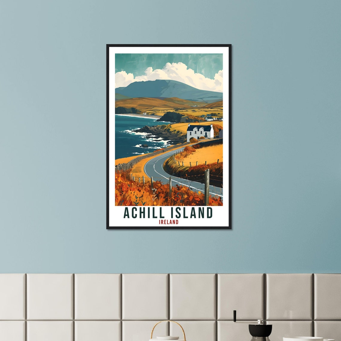 Achill Island Ireland Winding Coastal Road Cliffs Travel Poster - Image 2