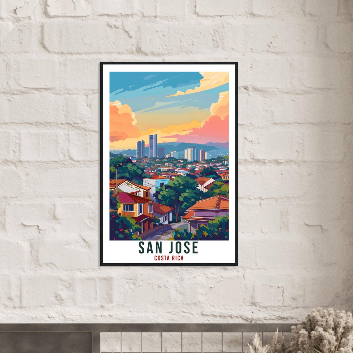 San Jose Costa Rica City Valley Rooftops Sunset Vintage Travel Poster Art - Image 3