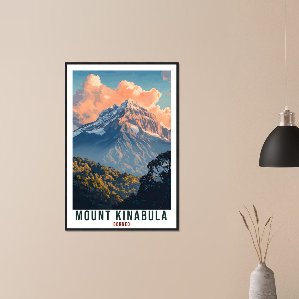 Mount Kinabalu Borneo Sunset Tropical Mountain Travel Poster - Image 3