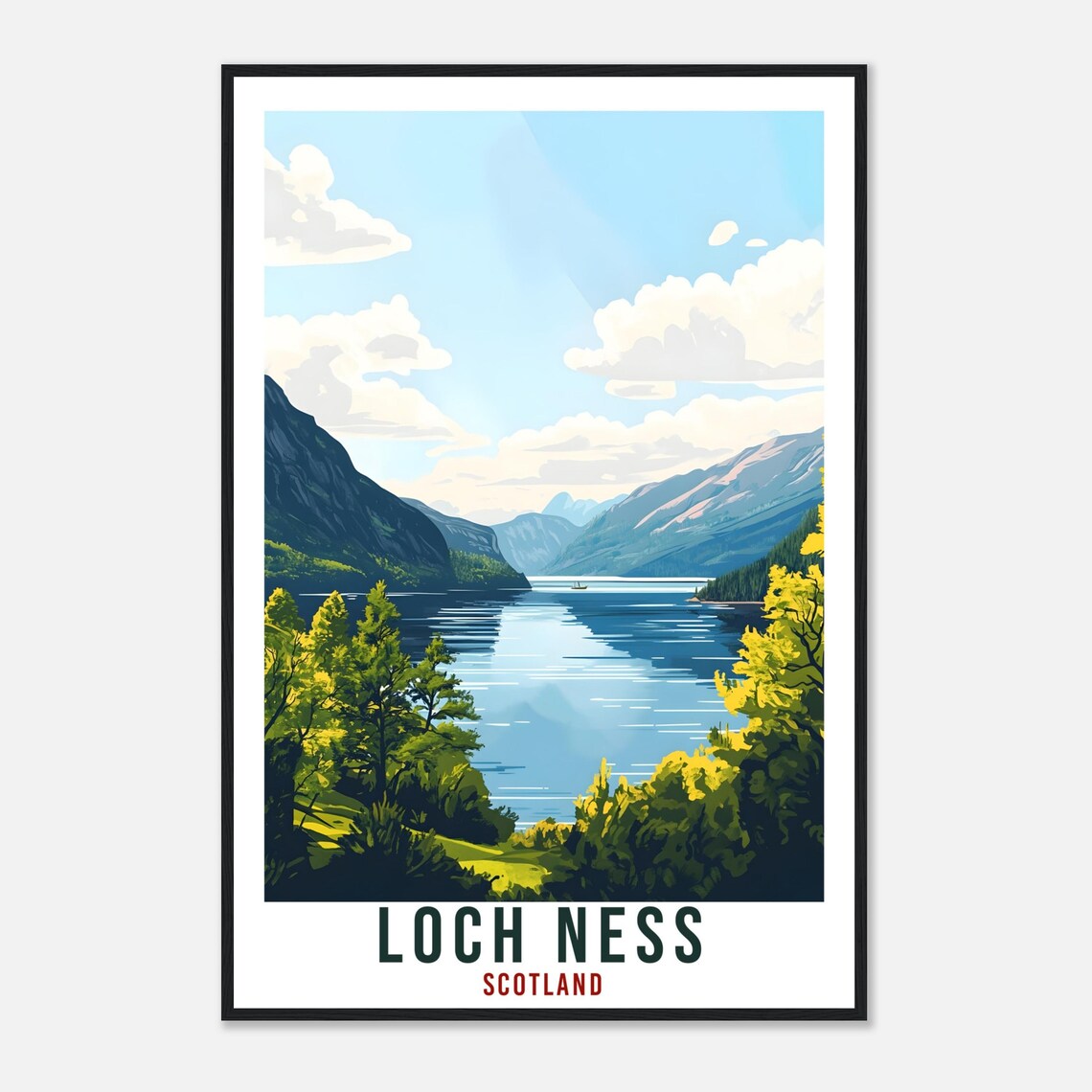 Loch Ness Travel Print Scotland Home Decor Loch Ness Wall Art Wall Hanging Art Lover Scotland Artwork Travel Poster Loch Ness Travel Art - Image 4