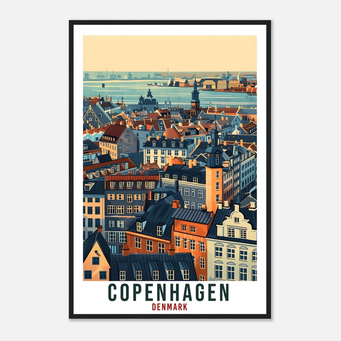 Copenhagen Harbor Rooftops Evening Glow Denmark Travel Poster - Image 4