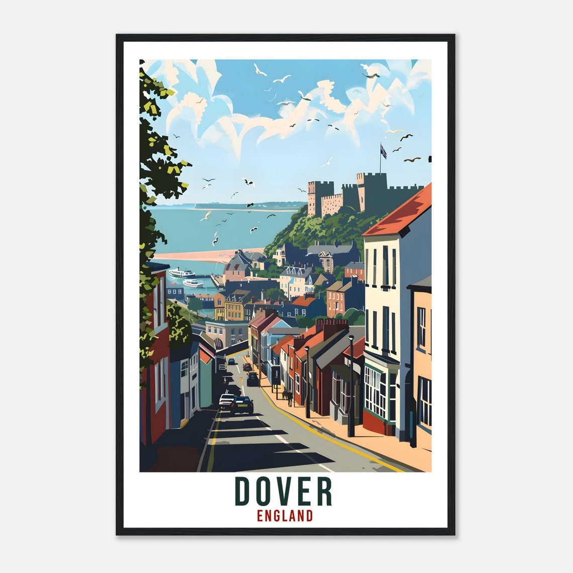 Historic Dover Castle England Harbor Seaside Town Travel Poster - Image 4