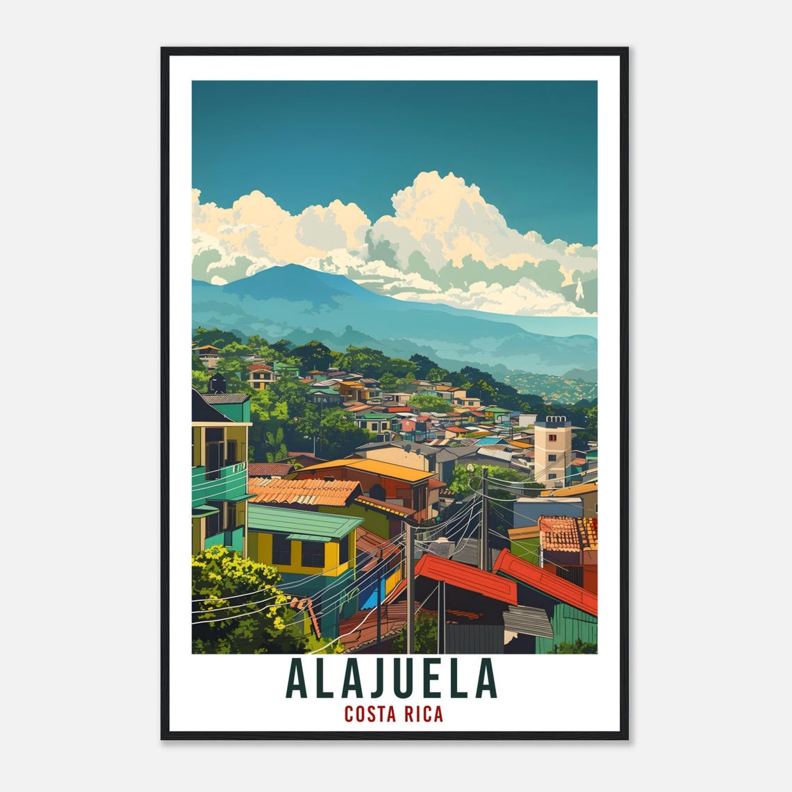 Alajuela Costa Rica Travel Print Wall Art Wall Hanging Home Dcor Alajuela Gift Landmark Artwork Travel Art Costa Rica City Travel Poster - Image 4