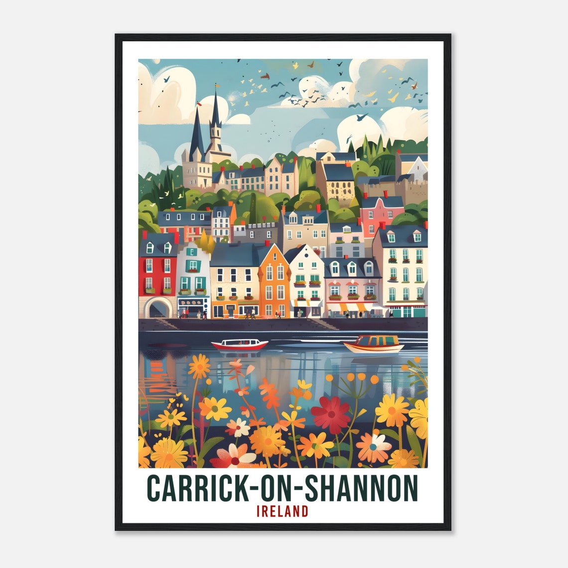 Carrick On Shannon Ireland Riverside Town Flowers View Poster - Image 4