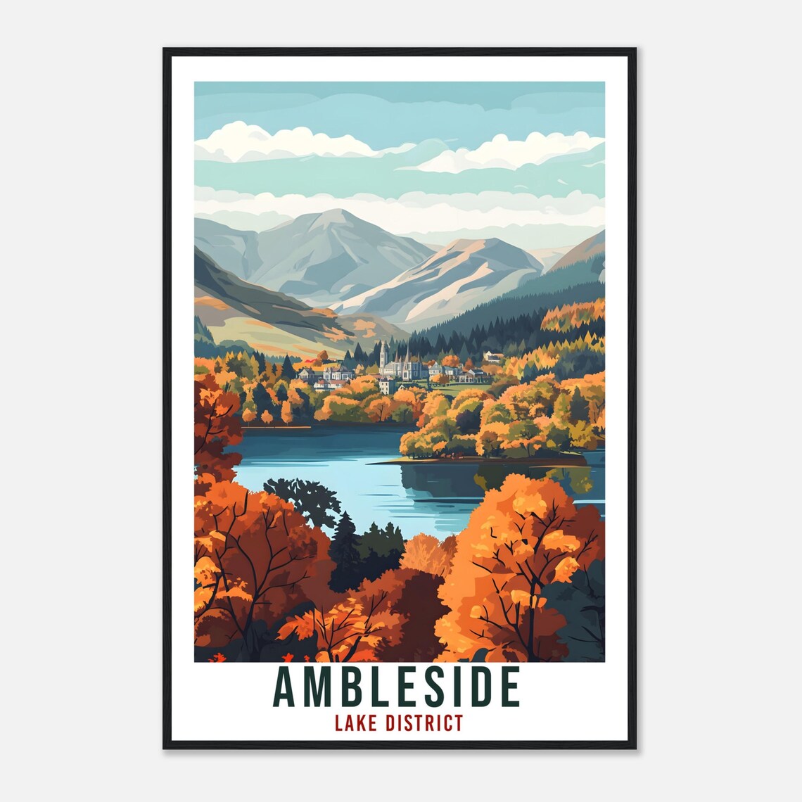 Ambleside Travel Poster, Lake District Home Decor - Image 4