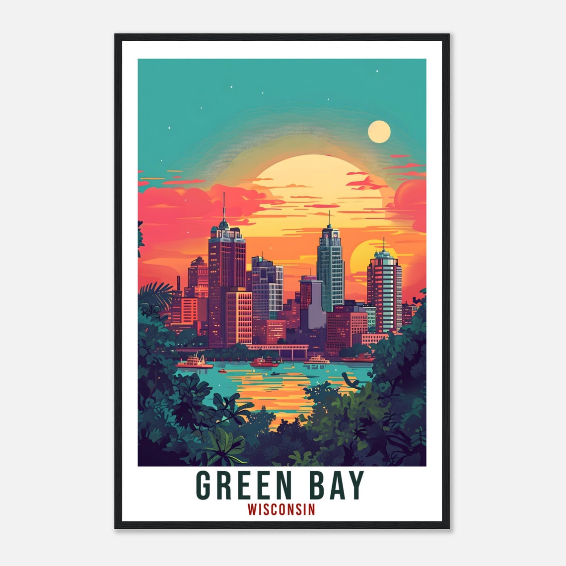 Green Bay Travel Print Wisconsin Home Decoration Usa City Wall Art Gift Wall Hanging Art Lover Wisconsin Artwork Green Bay Travel Poster - Image 4
