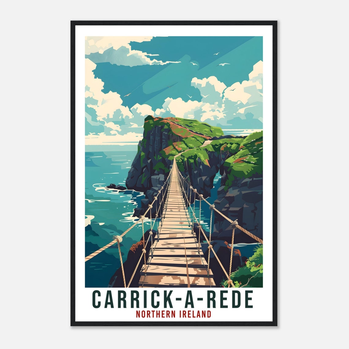 Carrick-A-Rede Rope Bridge Northern Ireland Coast Travel Poster - Image 4