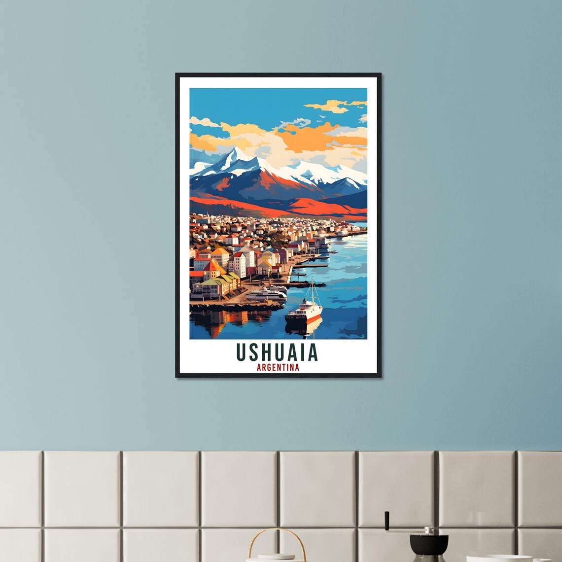 Ushuaia Travel Poster, Argentina City Landscape - Image 3