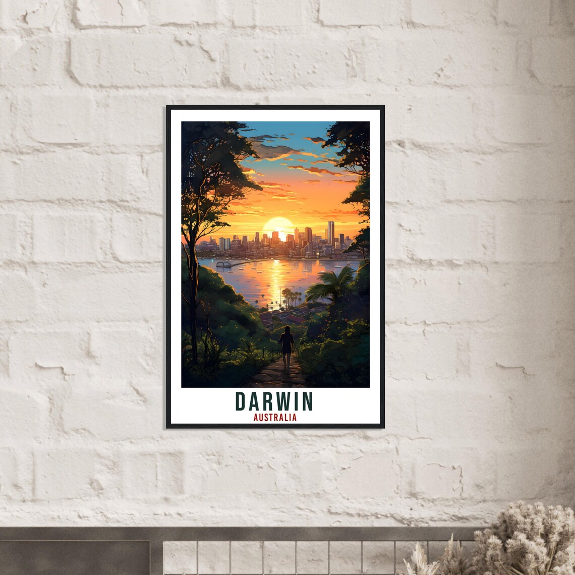 Darwin Australia Sunset Harbor Skyline Vintage Travel Poster - Image 4