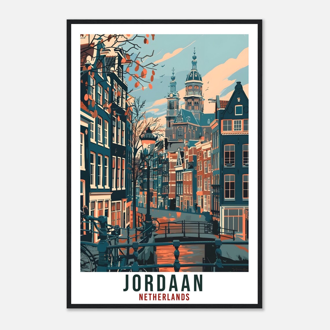 Jordaan Amsterdam Autumn Canal Vintage Travel Poster Netherlands - Image 4
