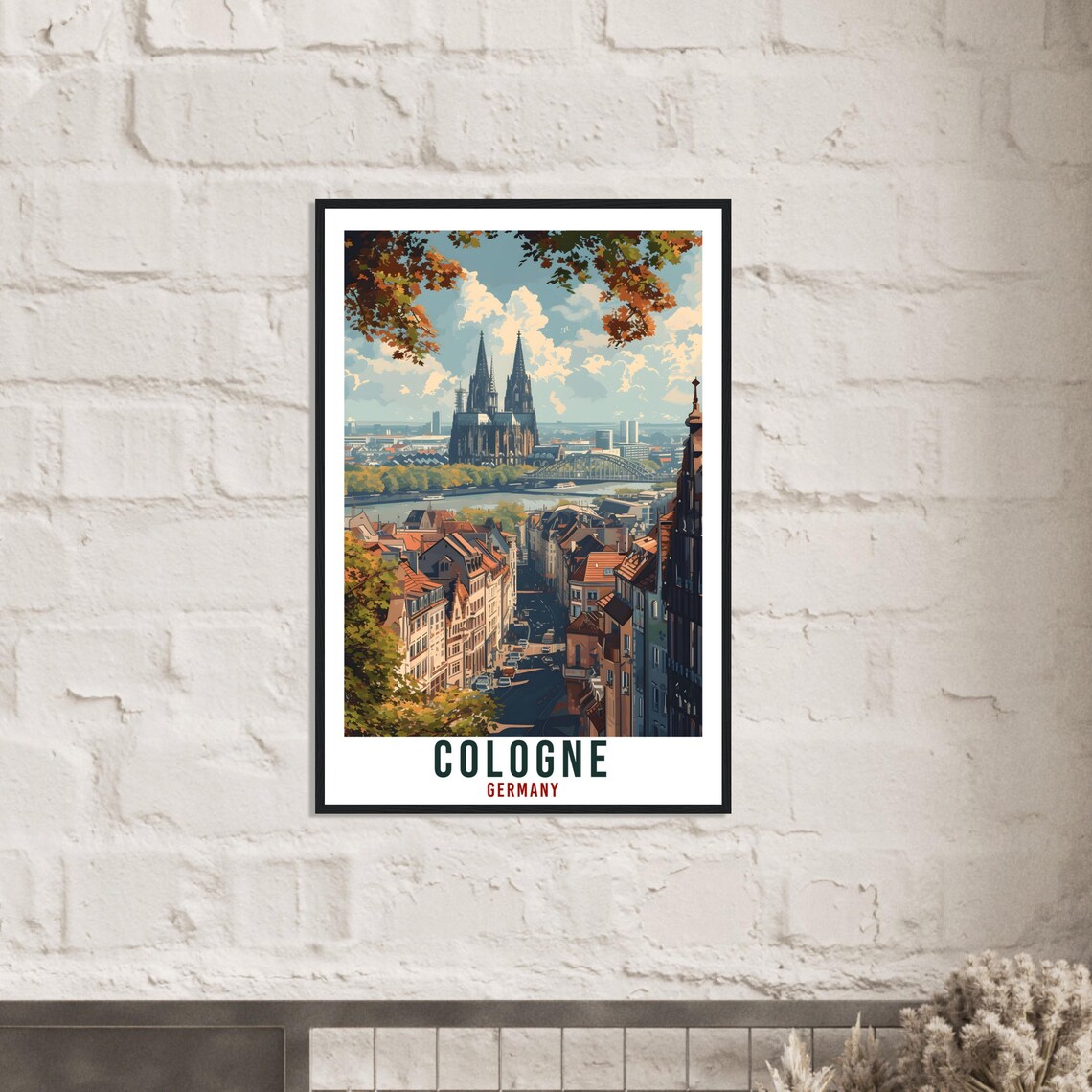 Cologne Germany Cathedral Rhine Bridge Autumn Cityscape Travel Poster - Image 2