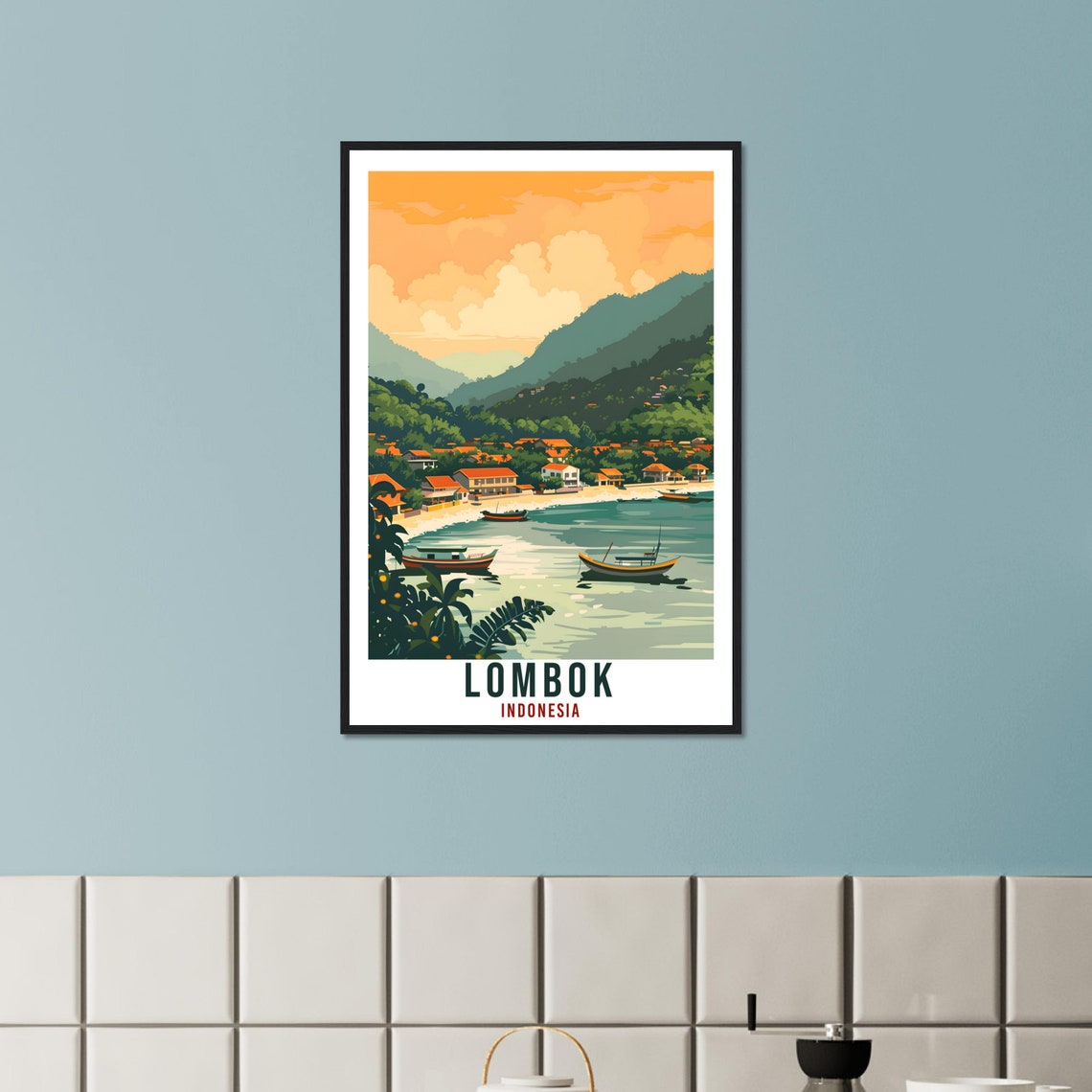 Lombok Travel Print Bali Wall Art Indonesia Wall Hanging Home Dcor Lombok Gift Landmark Artwork Travel Art Indonesia Lombok Travel Poster - Image 3