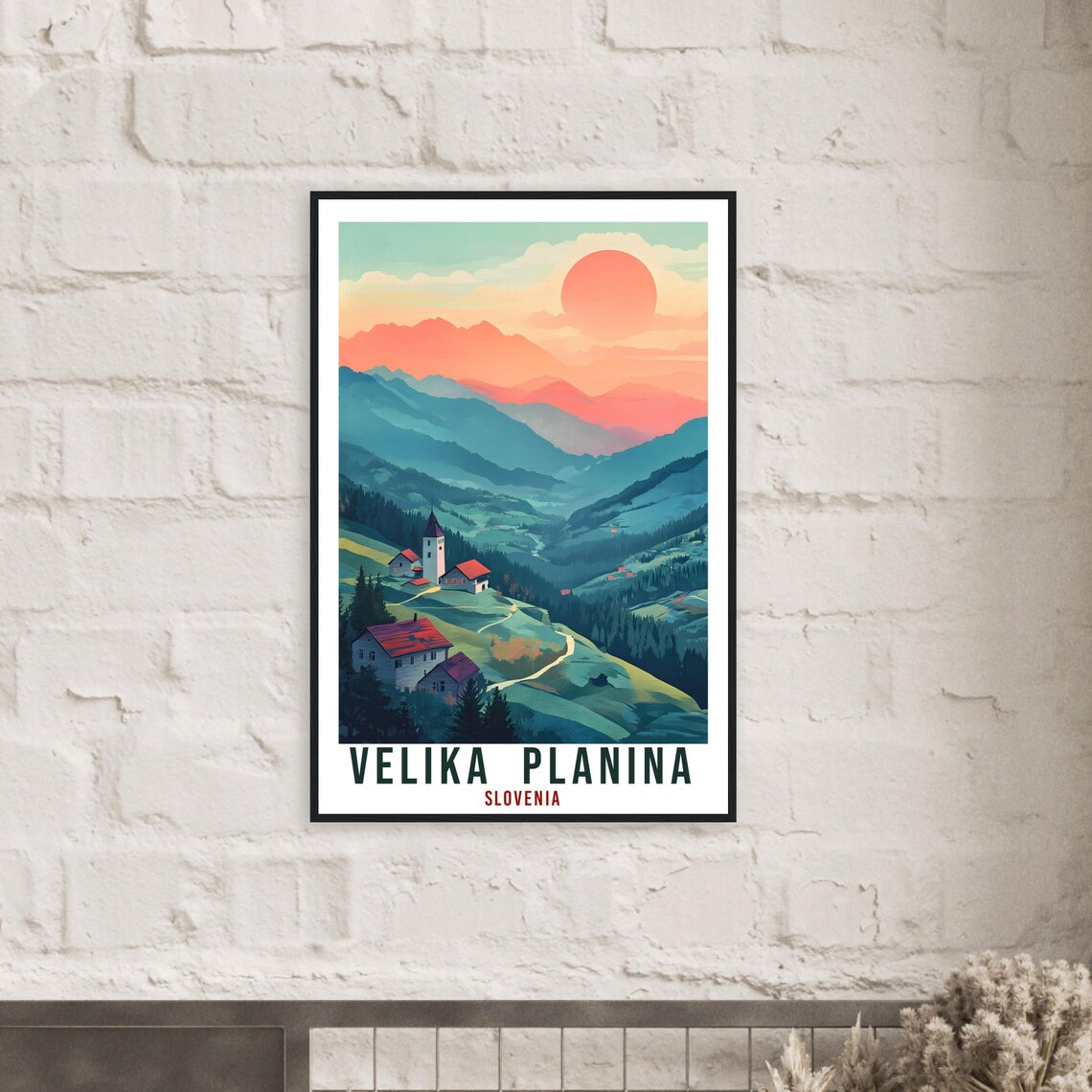 Velika Planina Slovenia Alpine Sunset Valley Vintage Travel Poster - Image 2