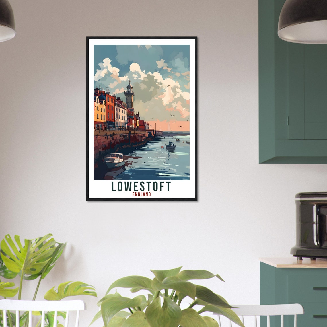Lowestoft England Harbour Boats Lighthouse Retro Travel Poster - Image 3