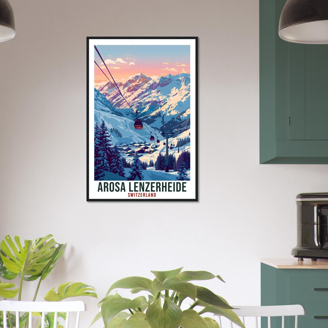 Arosa Lenzerheide Swiss Travel Poster, Ski Gift - Image 3