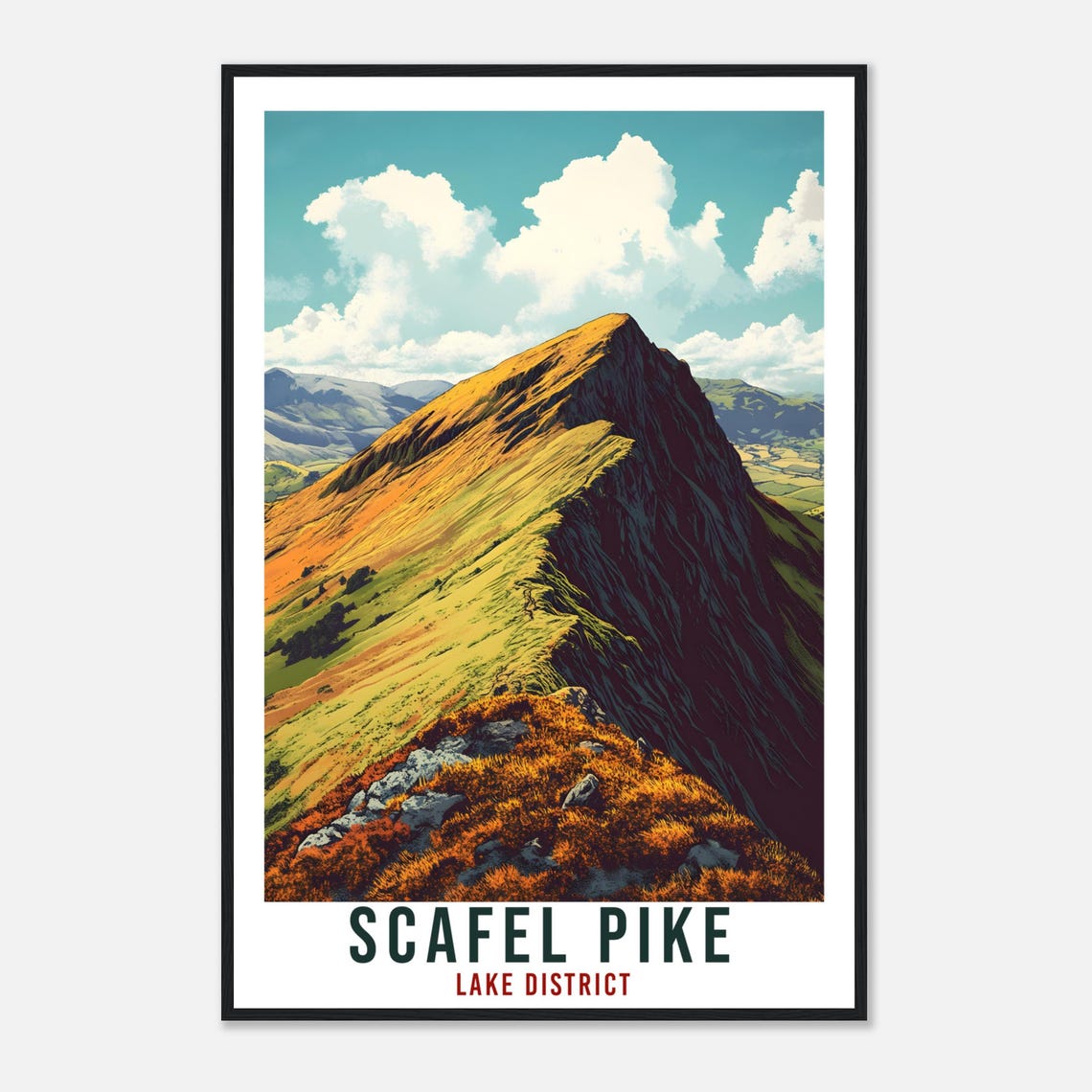 Scafel Pike Lake District Mountain Ridge Vintage Travel Poster - Image 4