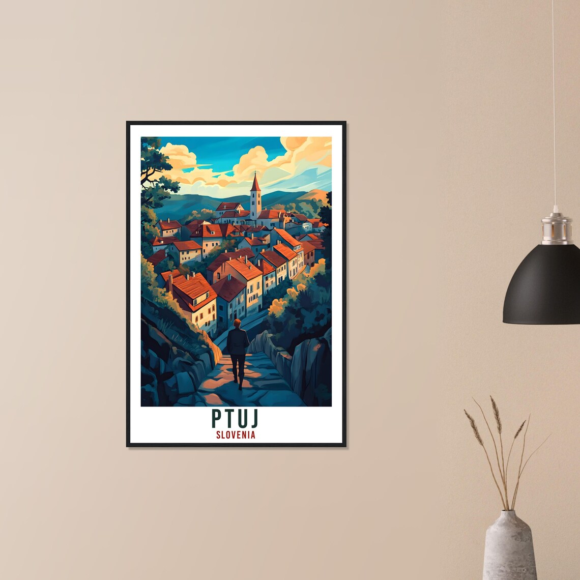 Ptuj Slovenia Old Hilltop Town Stone Path Vintage Travel Poster - Image 3