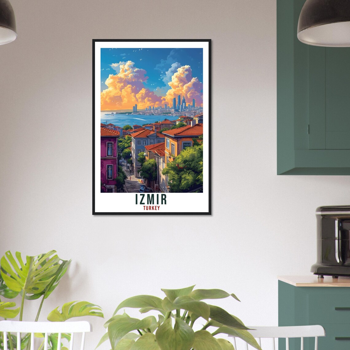 Izmir Turkey Waterfront Old Town Skyline Across the Bay Travel Poster - Image 4