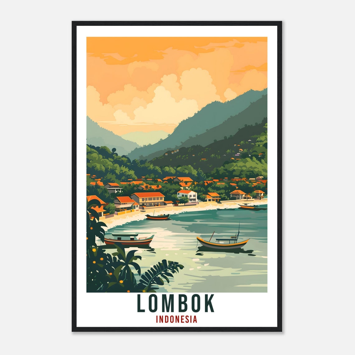 Lombok Travel Print Bali Wall Art Indonesia Wall Hanging Home Dcor Lombok Gift Landmark Artwork Travel Art Indonesia Lombok Travel Poster - Image 4