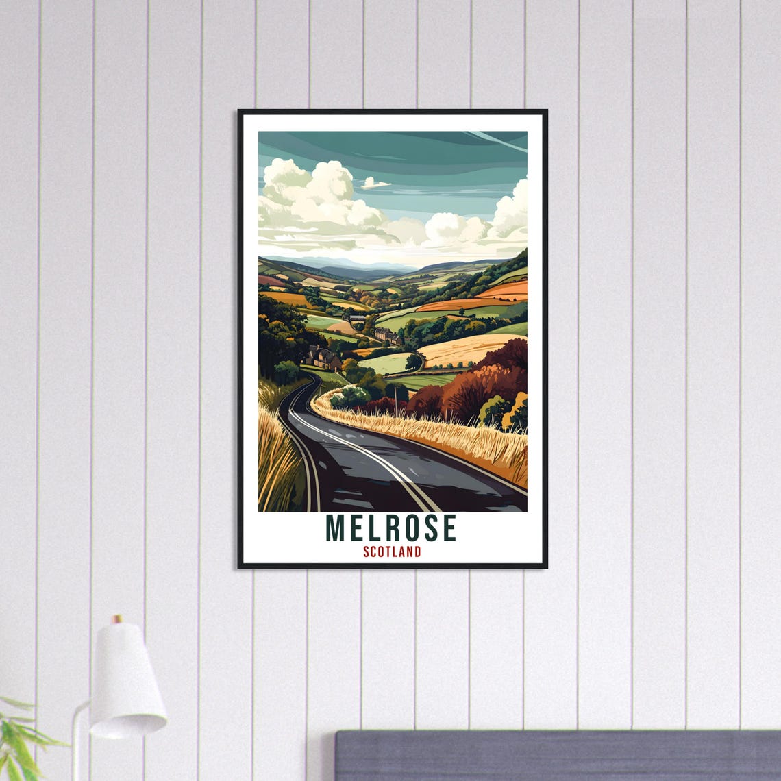Melrose Scotland Countryside Road Vintage Style Travel Poster - Image 3