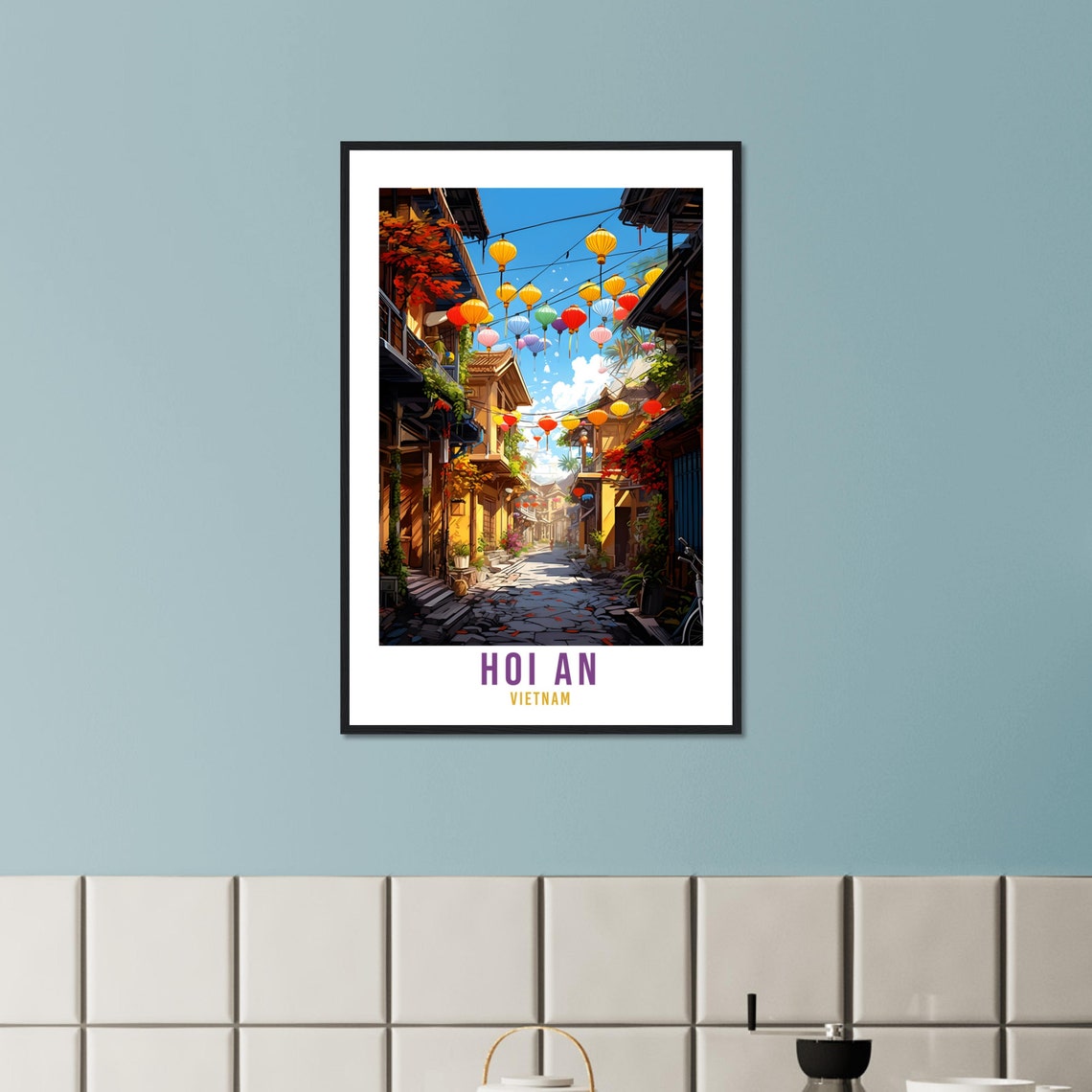 Hoi An Vietnam Lantern Street Old Town Cobblestone Travel Poster - Image 3