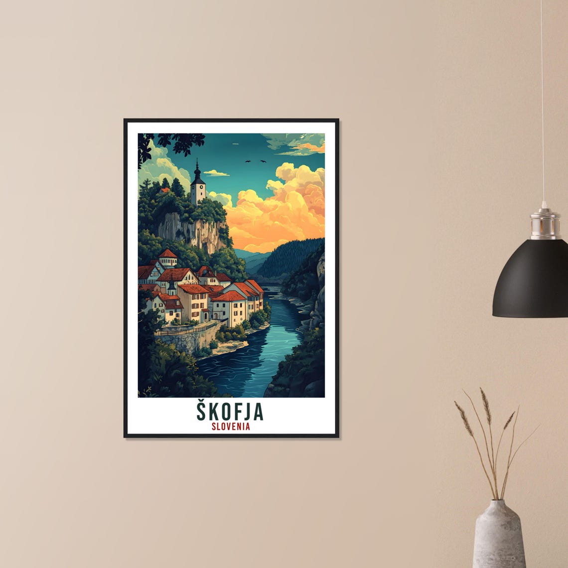 Kofja Travel Print Slovenia Decor Kofja Wall Art Gift Wall Hanging Art Lover Kofja Slovenia Artwork Travel Poster Slovenia Travel Art - Image 3