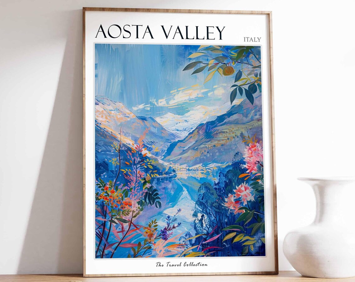 Aosta Valley Poster Aosta Valley Travel Print Italy Wall Art Italian Travel Print Italian Decor Aosta Valley Gift Italian Gift