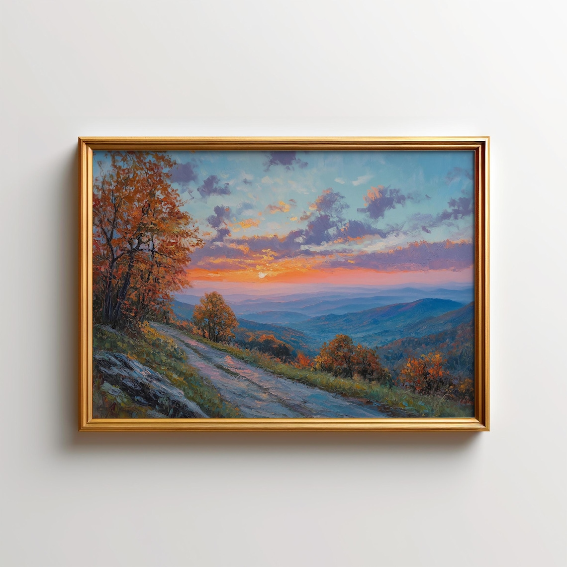 Sunset Shenandoah Painting, Blue Ridge Mountain Art Print