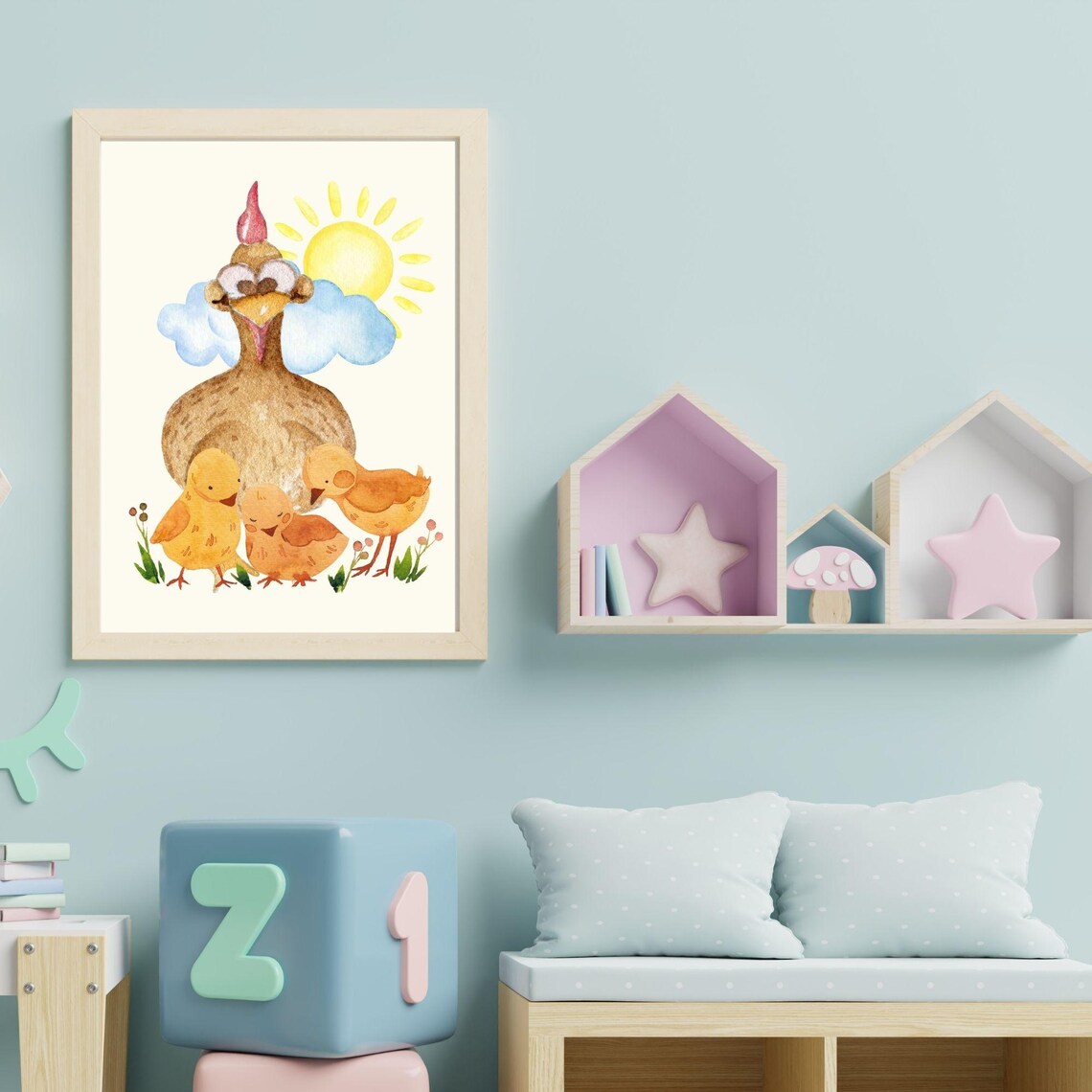 Heartwarming Chicken And Chicks Nursery Art Print - Image 7