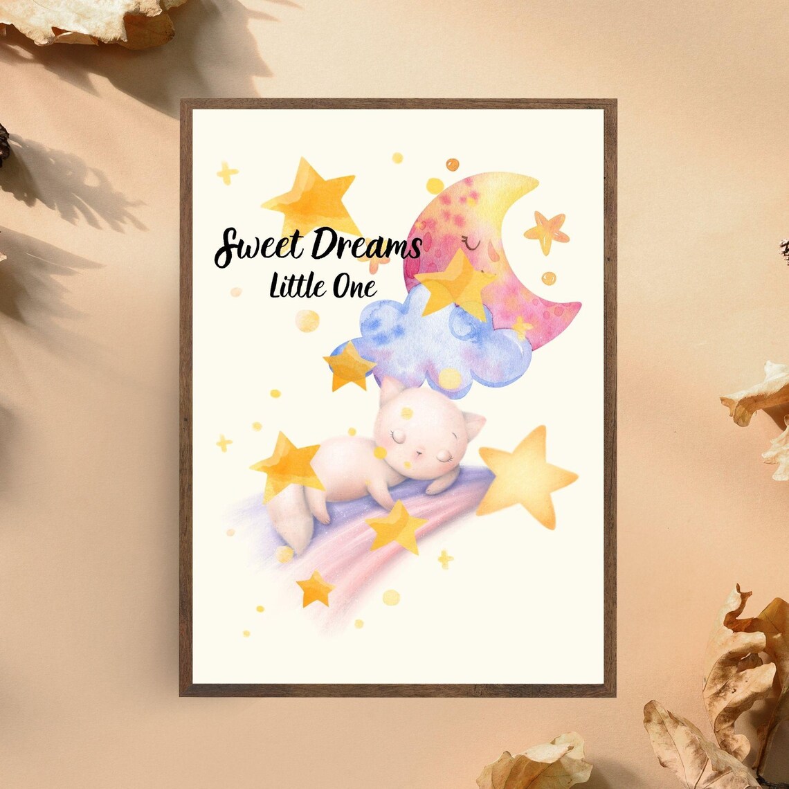 Sweet Dreams Little One, Minimalist Sleeping Cat - Image 3