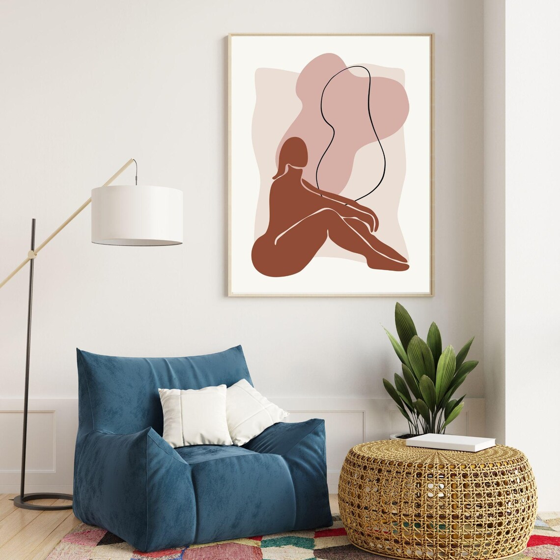 Matisse Boho Seated Woman Terracotta Line Art Feminine Wall Art Poster - Image 5