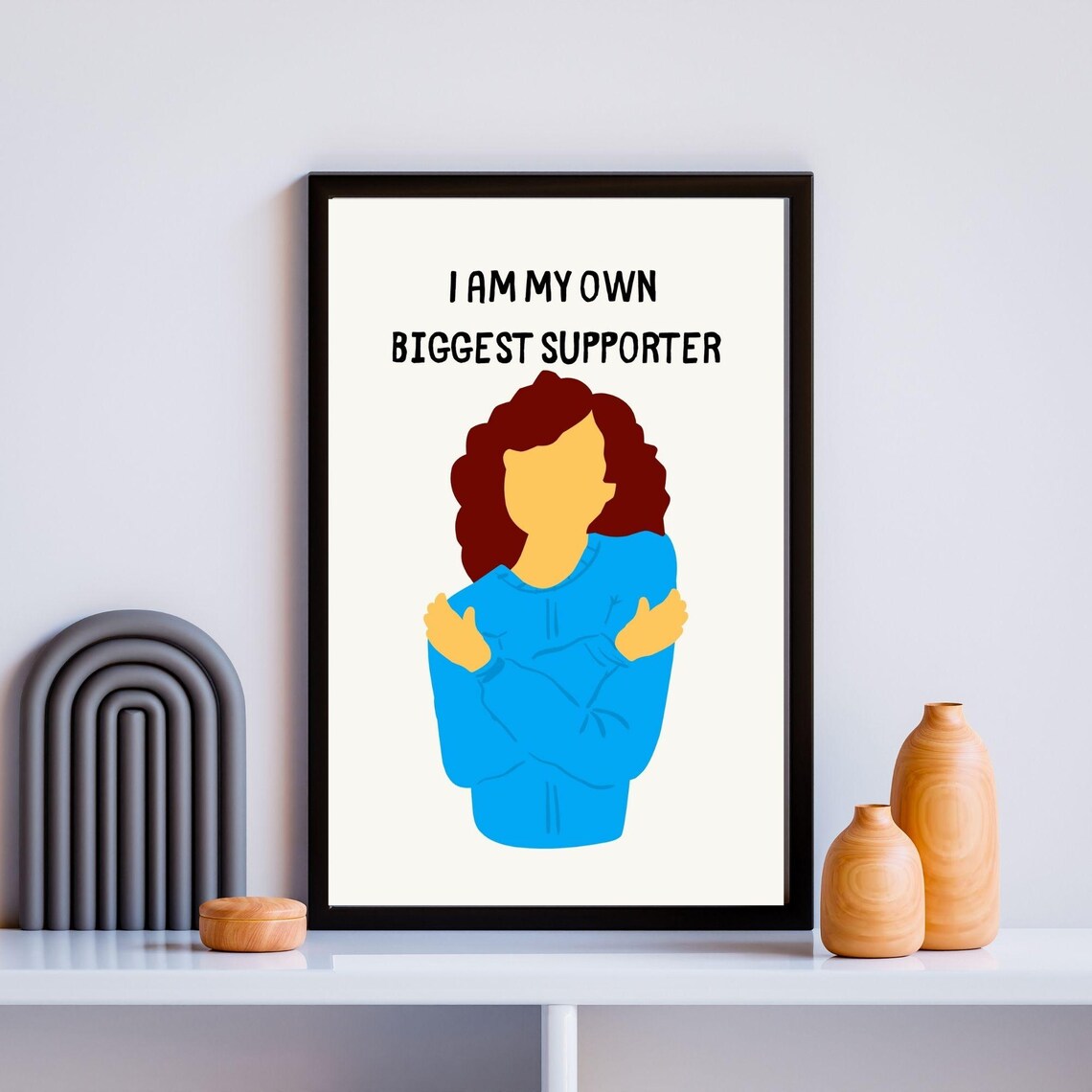 I Am My Own Biggest Supporter Self Hug Woman Illustration Self Love Wall Art Poster - Image 2