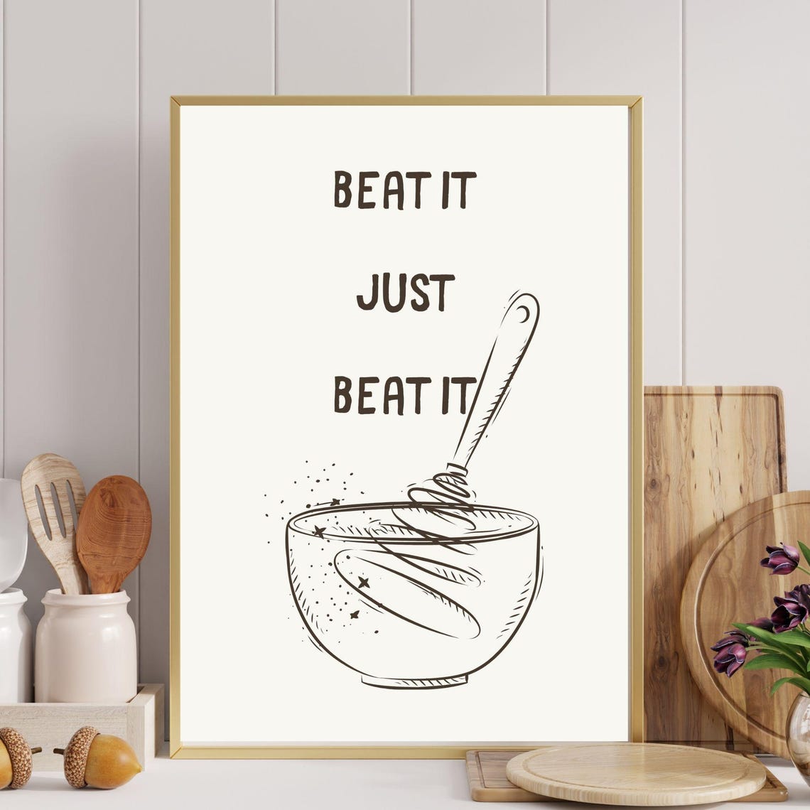 Beat It Just Beat It Fun Kitchen Wall Art Cute Wall Poster Aesthetic Kitchen Decor Minimalist Wall Decor - Image 7