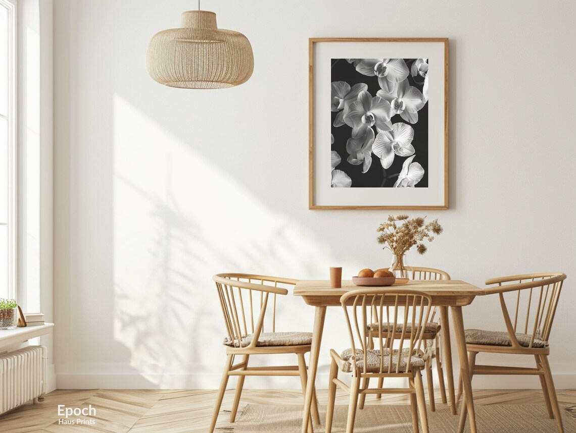 Orchid Flower Photo, Black And White Floral Art - Image 3