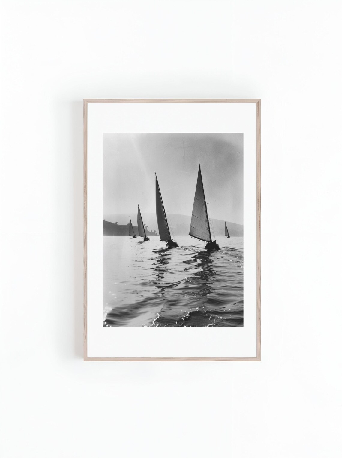 Sailing Yachts, Black And White Minimalist Art Print
