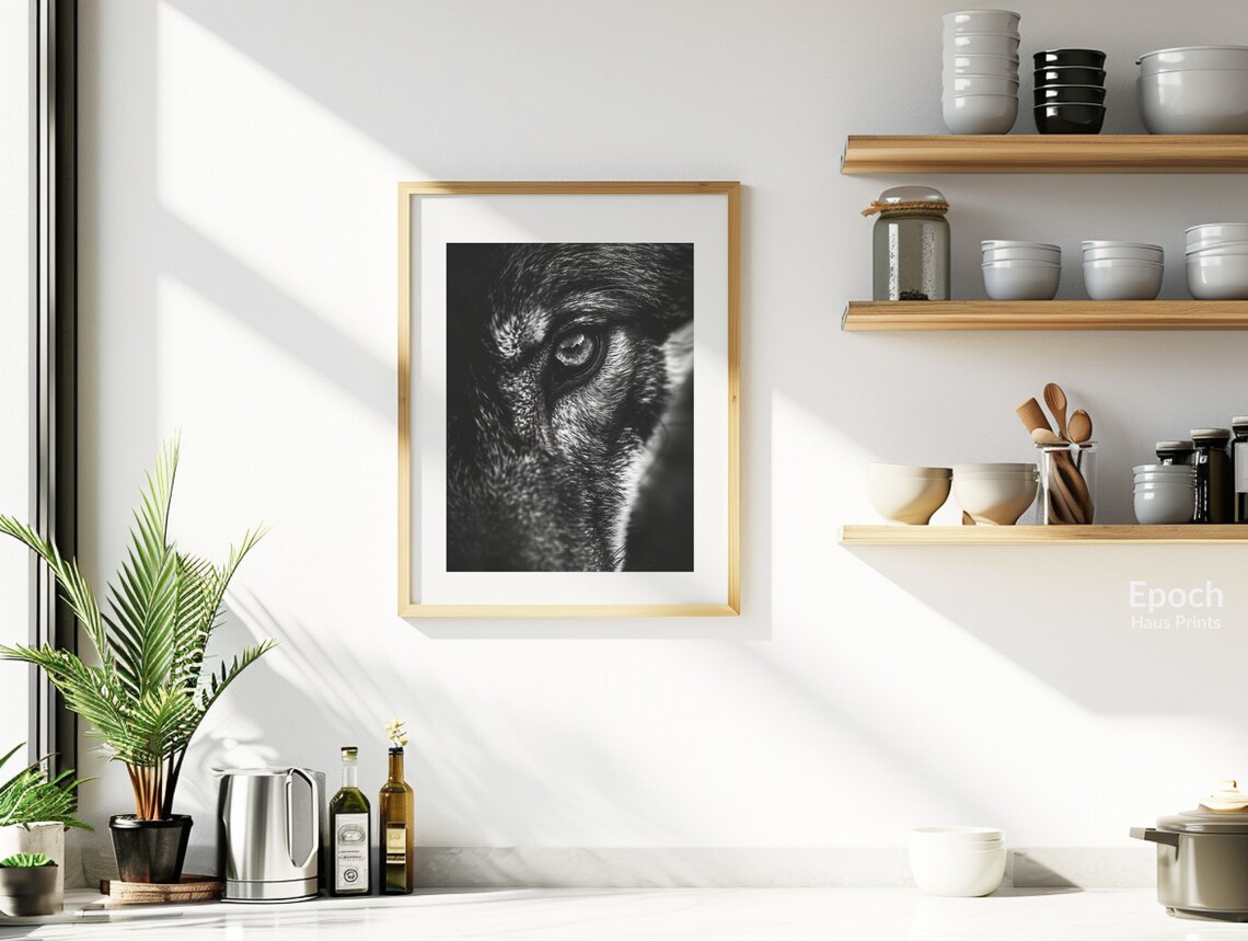 Wolf Eye Extreme Close Up Black And White Wildlife Photo Poster - Image 2