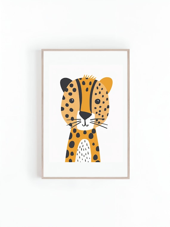 Cheetah Cat Drawings, Nursery Wall Art