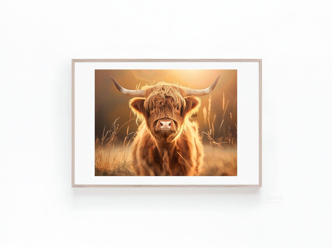 Happy Highland Cow, Scotland Landscape Poster - Image 3
