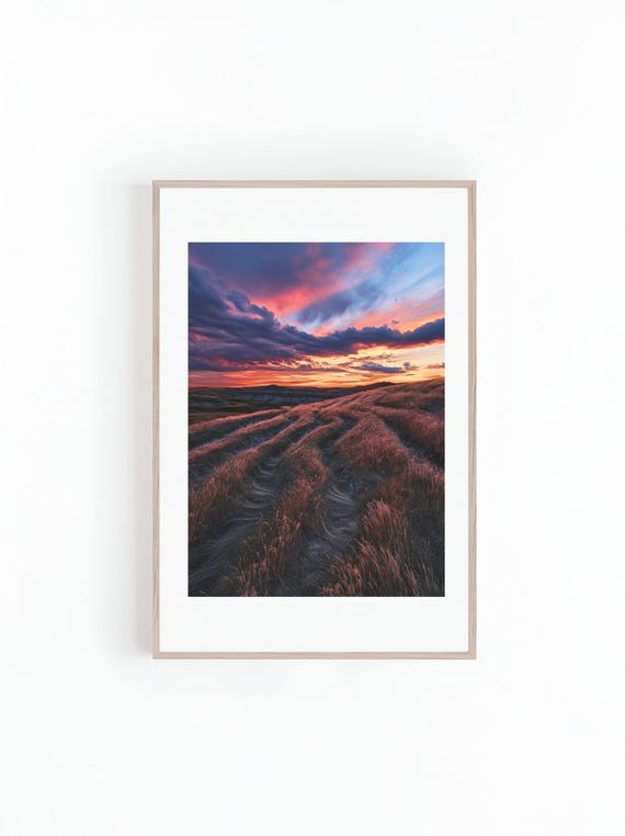 Photo Of Sunset On Hills And Mountain Ranges Beautiful Landscape Photo Minimalist Wall Art Print Instant Hiking Photos