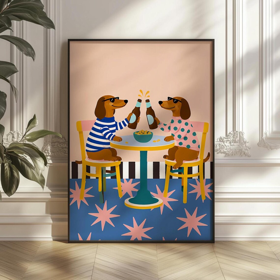Dachshund Cheers Bar Print, Funny Dog Kitchen Art
